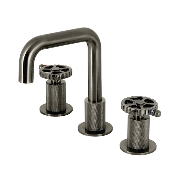 Widespread Bathroom Faucet with Push PopUp, Black Stainless